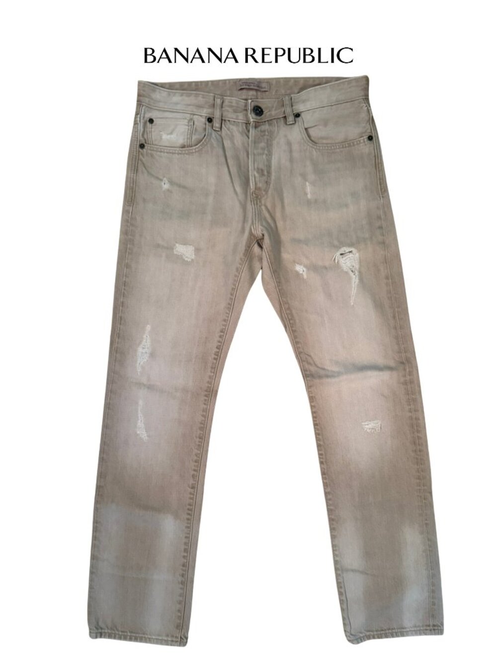 Banana Republic Heritage Slim  Distressed Tan Jeans Size 31x32